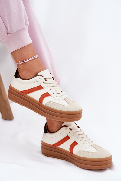 Damskie Sneakersy Na Platformie Beżowe Tolianna