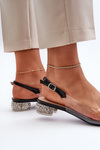 Transparent sandals with low heel and decoration Black D&A MR38-383