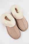 Leather Suede Snow Boots Women with Fur Beige Mivelle