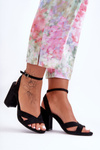 Suede Classic Sandals On Heel Black Tetradi