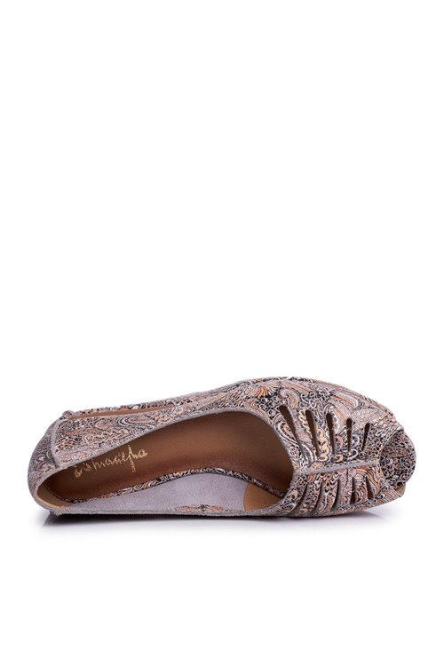 Women's Ballerinas Maciejka Leather Brown Patterned 03497-21