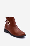Leather Flat Heel Boots Brown Meronei 