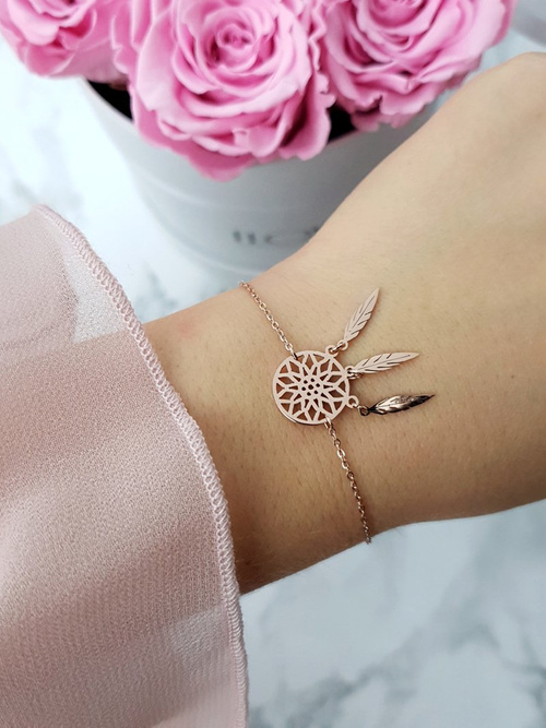 Women's Dreamcatcher Chain Bracelet Pink Gold Melody