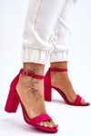 Classic Suede Heel Sandals Fuchsia Amina