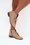 Leather Ankle Boots With Flat Heel Beige Zazoo 2964