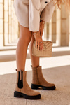 Women's Leather Ankle Boots Beige Alexetta
