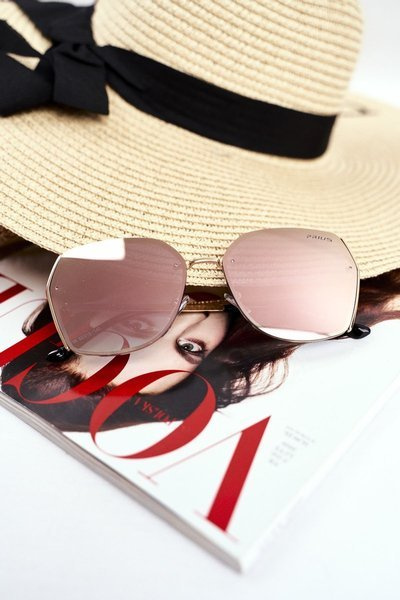 Women's Sunglasses Prius PRE-38 Gold Pink Mirror Glitter