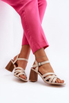 Women's Beige Sandals on a Heel Opifiana