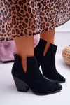 Women's Heeled Boots Spring Leather Suede Black Nicole 2430