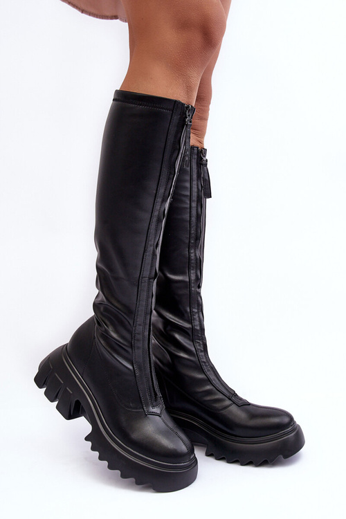 Leather Boots On A Massive Platform With A Zip Black Ringo