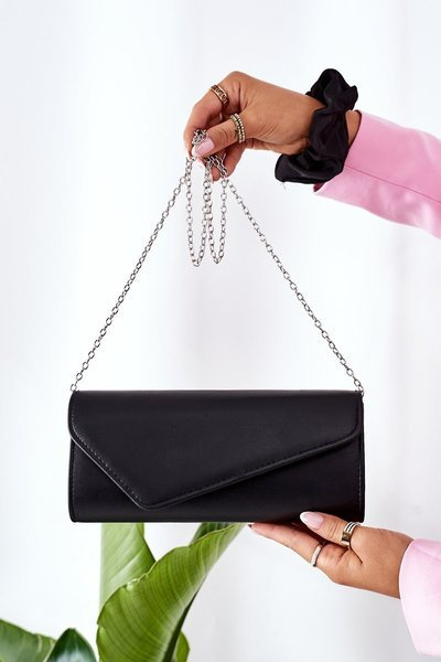 Elegant Clutch Bag With Chain Black