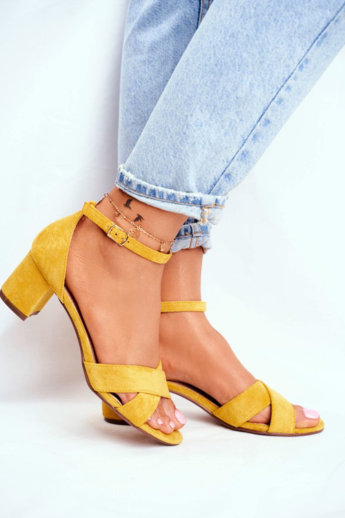 Suede Sandals on a High Heel Yellow Nela