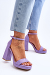 Fashionable Suede Square Heel Sandals Violet Merila