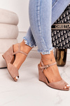 Suede Wedge Sandals Laura Messi 2253 Powder Pink