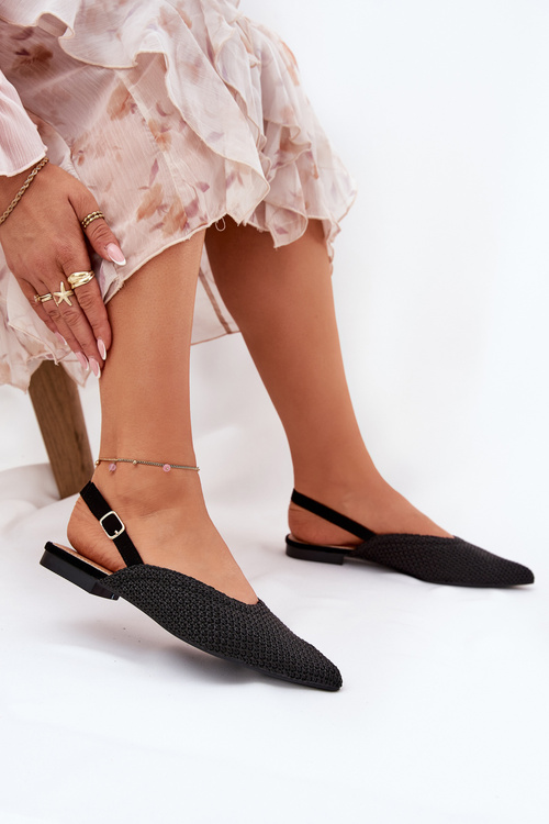 Ballet Flats With Braiding And Pointed Toes Black Hefion