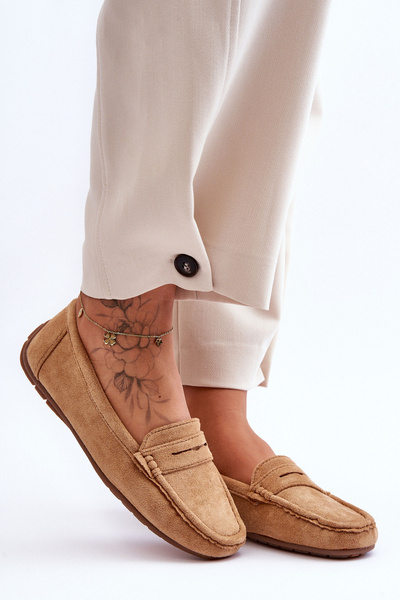 Mokasyny Damskie Zamsz Camel Lenvie FT245