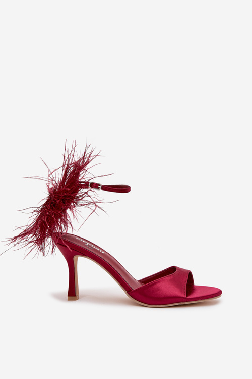 High Heel Sandals With Feathers Bordeaux Caelina
