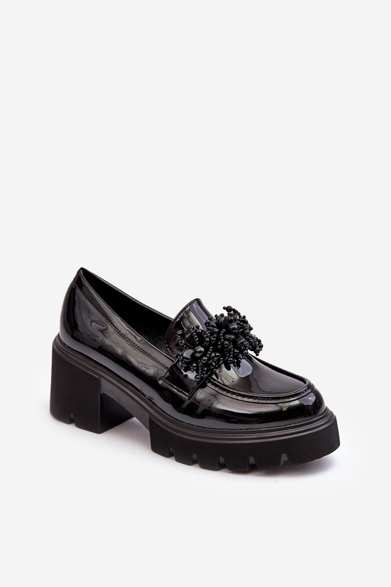 Women's Lacquered Half-Boots with Ornament Black Renesma