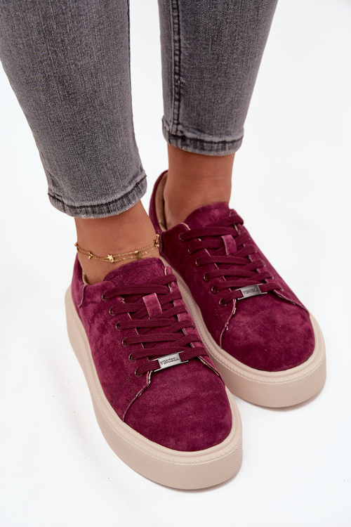Suede Women's Sneakers On Platform Vinceza 79578 Bordeaux