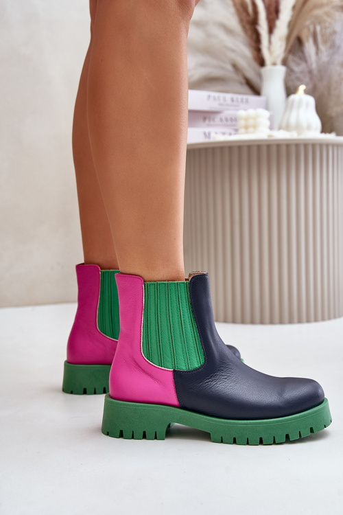 Slip-on Women Boots Flat Heel Leather Lewski 3611 Multicolor