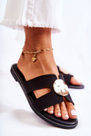 Comfortable Women's Slippers With Ornament Black Leila