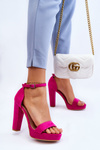 Suede Sandals On Heel Fuchsia Spectacular