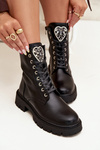 Boots Workers With Jewelry Decoration Insulated Eco Leather Black Miryssa