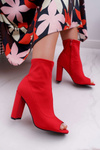 Women's Stiletto Boots Lycra Open Toe Red First