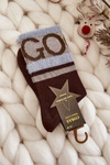 Women's Cotton Socks GO-GO With Fur COSAS Brown