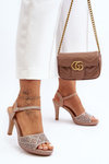 Embellished High Heel Sandals D&A MR1038-44 Pink Gold
