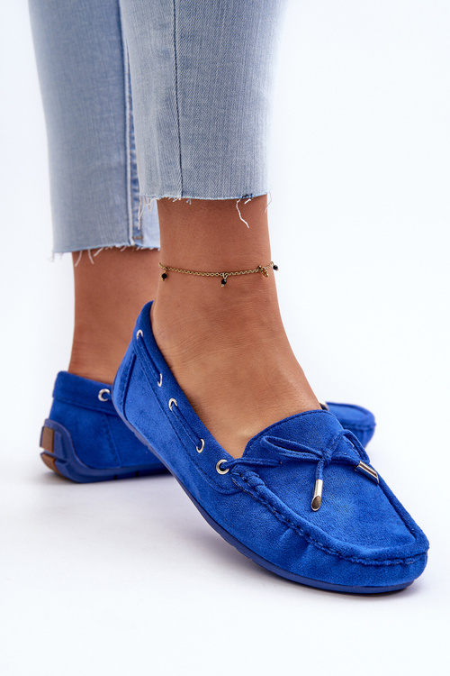 Women's Blue Suede Moccasins Si Passione