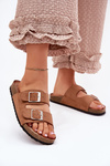 Women's Cork Platform Slippers with Buckles Camel Evisolla