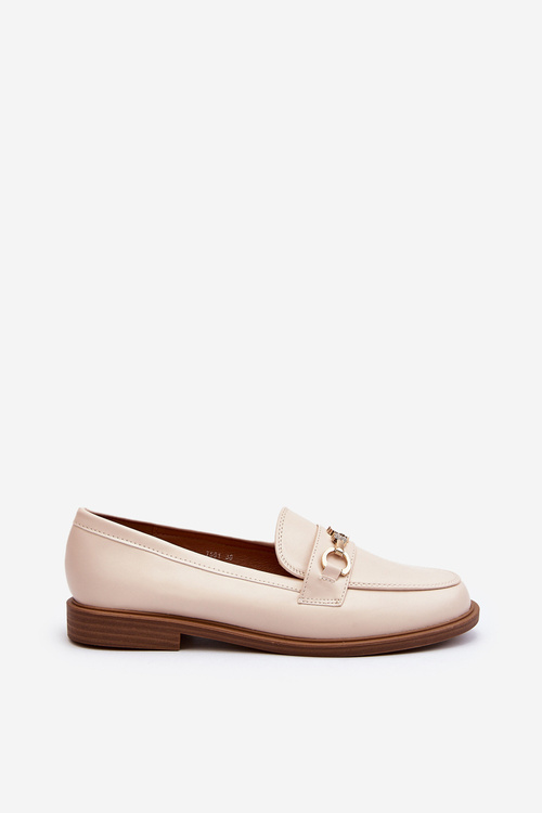 Women's Flat Heel Eco Leather Loafers Beige Vimedia