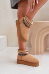 Women's Snow Boots With A Pattern Insert On A Platform Camel Avatharia