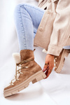 Padded Suede Boots Trappers Beige Mindago