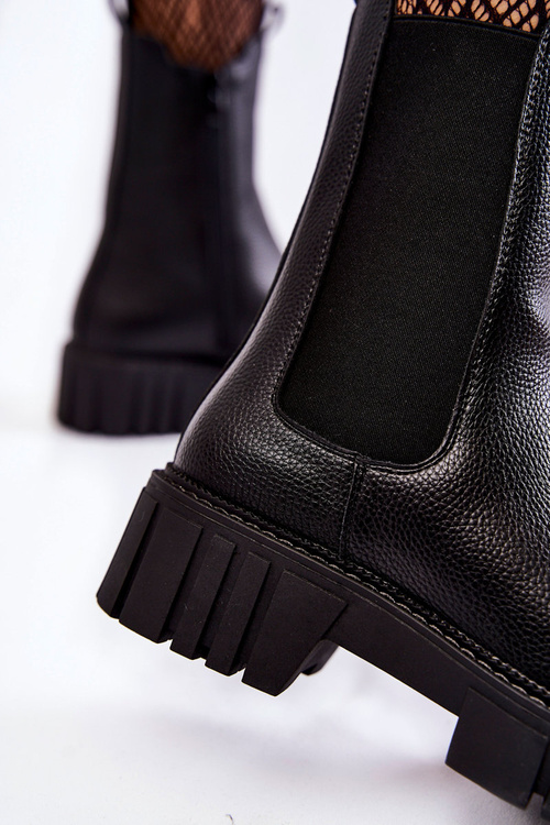 Leather Women's Boots On The Platform Black Bente