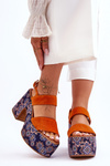Leather Heels Sandals Maciejka 06089-18 Orange