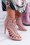 Women's Suede Stiletto Sandals Powder Pink Viviane