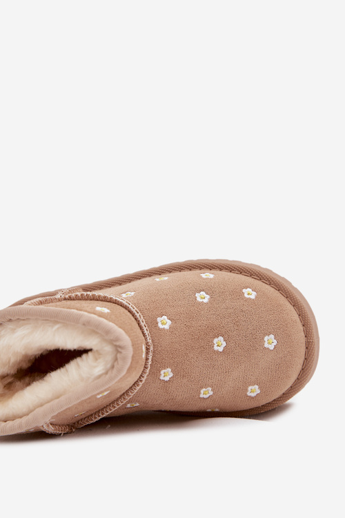 Dziecięce Śniegowce Z Kwiatuszkami Beżowe Gracina