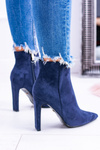 Navy Blue Suede Stiletto Boots Medea