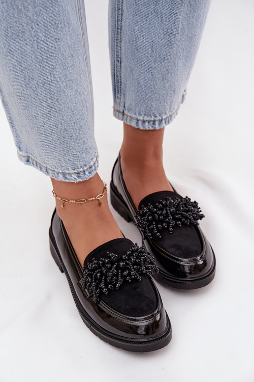 Women's Patent Leather Moccasins S.Barski HY52-369B Black