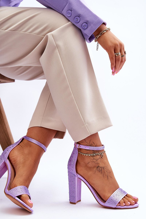 Women's High Heel Sandals With Zircons Violet Idealistic