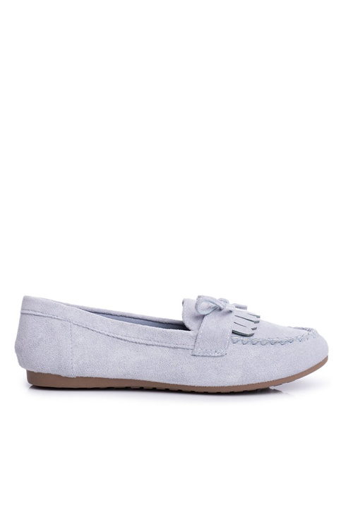 Women's Suede Moccasins Blue Velucci