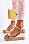 Leather Wedge Sandals Gold Gabriela