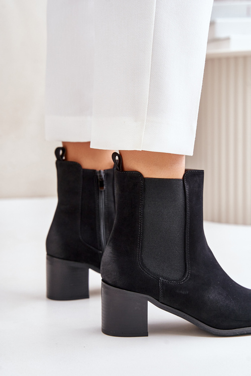 Warm Women's Ankle Boots on Heels Black Radeya