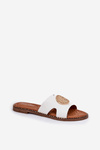 Flat Ladies Slippers With Decorative Detail White Oferry