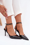 Lacquered High Heels with Open Heel Black Laretta