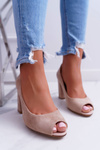 Women's Sergio Leone Uncovered Toe PB133 Beige Fans pumps