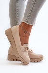 Women's Platform Moccasins with Light Beige Decoration Kaldina