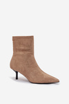 Insulated Women's Ankle Boots Heeled Eco Suede Beige Belisse